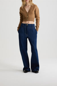 Cardigan court en laine et cachemire - Marron
