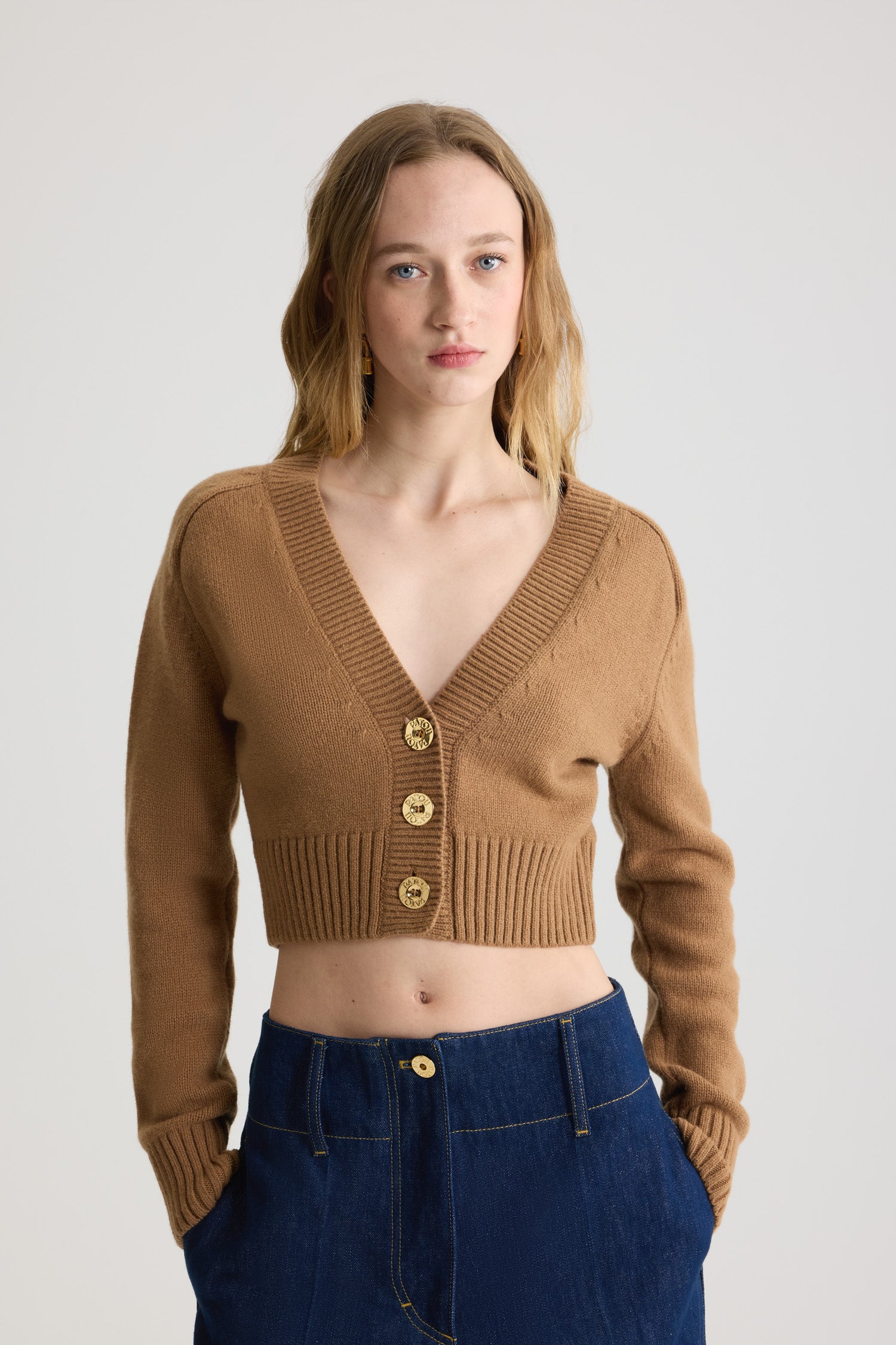 Nutmeg / Cardigan court en laine et cachemire