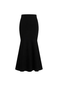 Black / Jupe midi à ourlet volanté en laine et cachemire