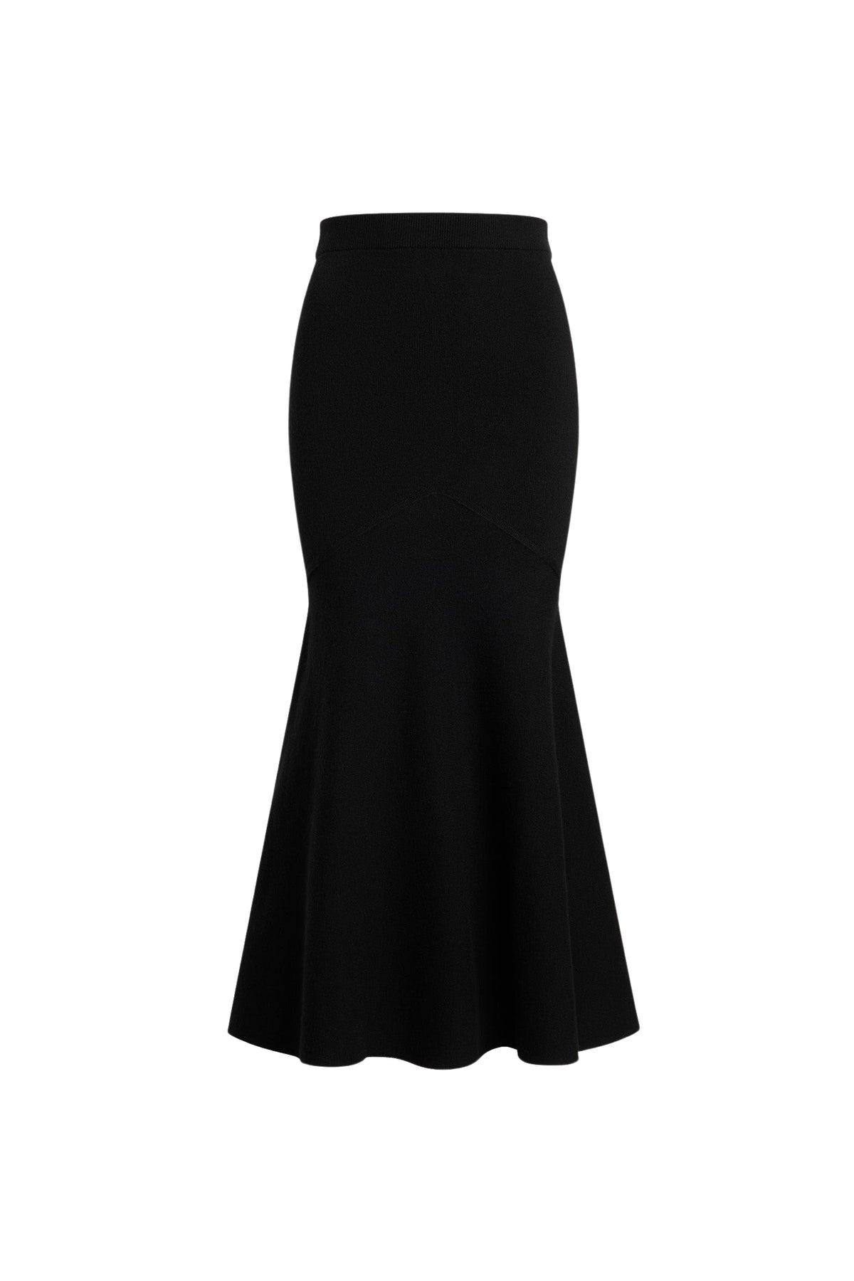 Black / Jupe midi à ourlet volanté en laine et cachemire
