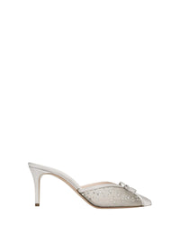 Mules Kris Glitz 75 en satin - Silver Mesh