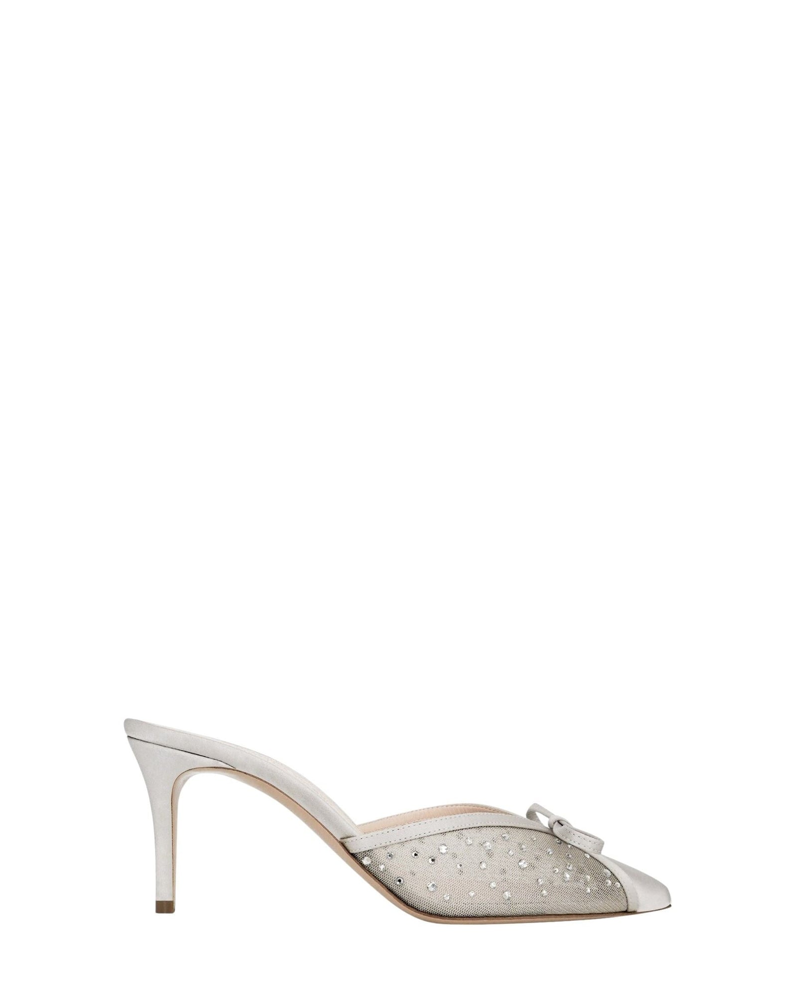 Mules Kris Glitz 75 en satin - Silver Mesh