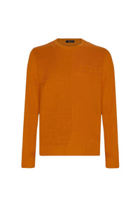 Pull à col rond avec logo en soie - Orange
