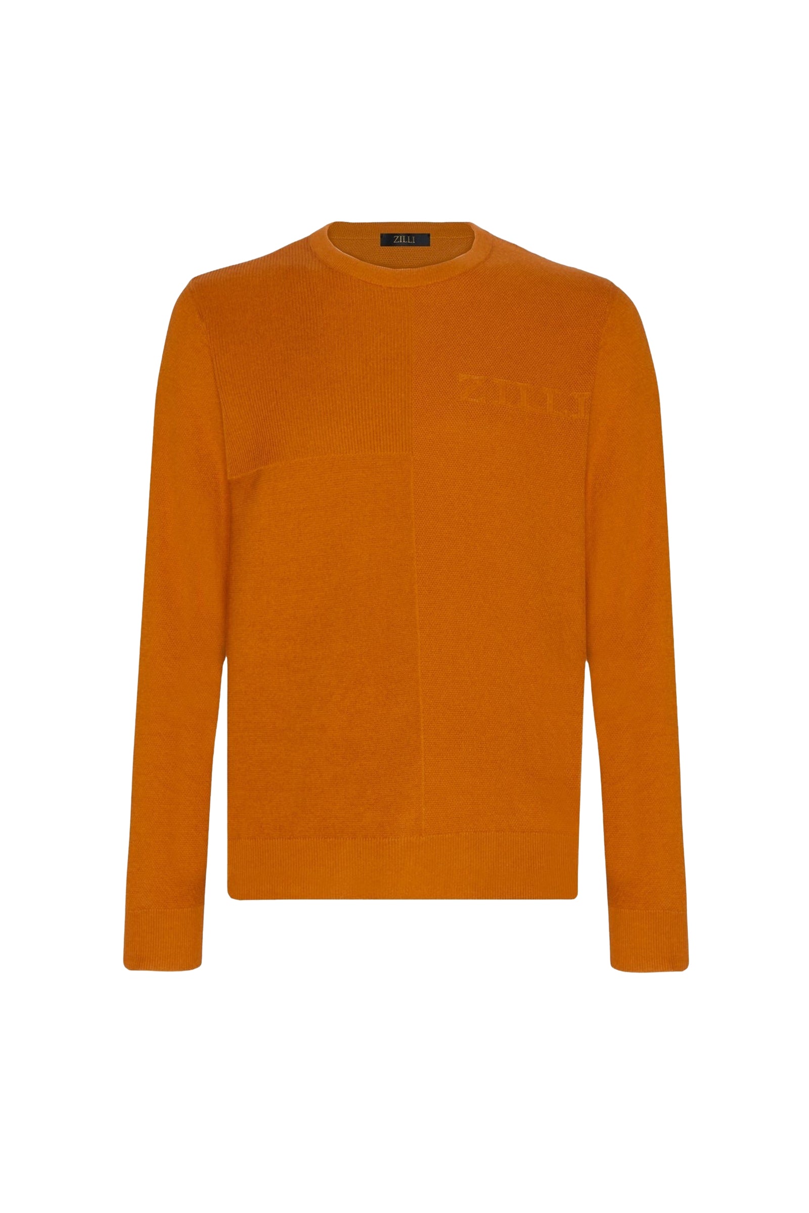 Pull à col rond avec logo en soie - Orange