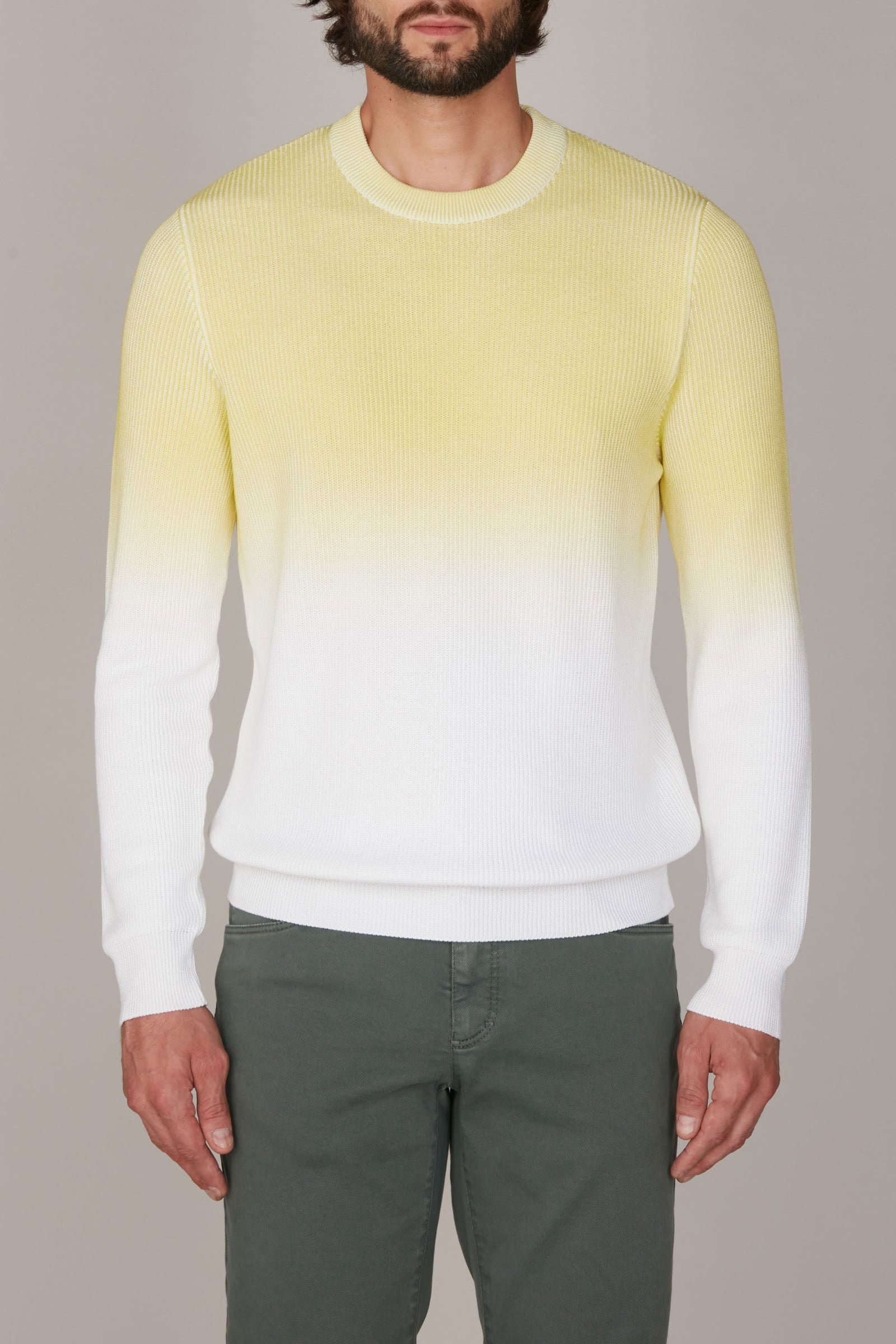 Pull à dégradé en soie mélangée - Jaune & Blanc