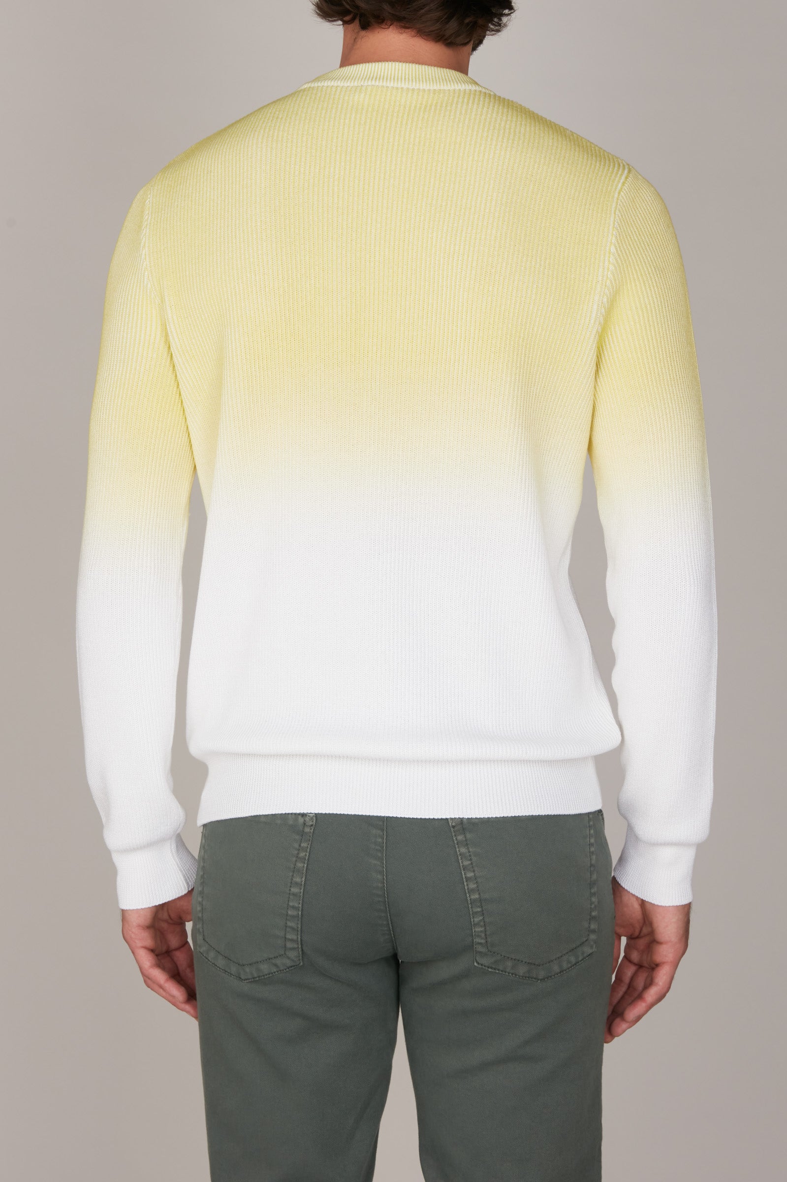 Pull à dégradé en soie mélangée - Jaune & Blanc