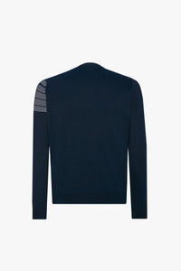 Pull à motif lettré en soie - Dark Navy