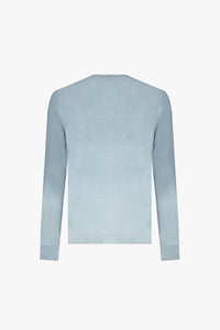 Pull à motif géométrique dégradé en soie - Bleu