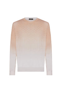 Pull à imprimé dégradé en soie - Beige & Blanc