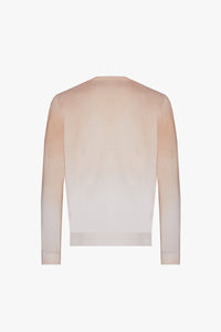 Pull à imprimé dégradé en soie - Beige & Blanc