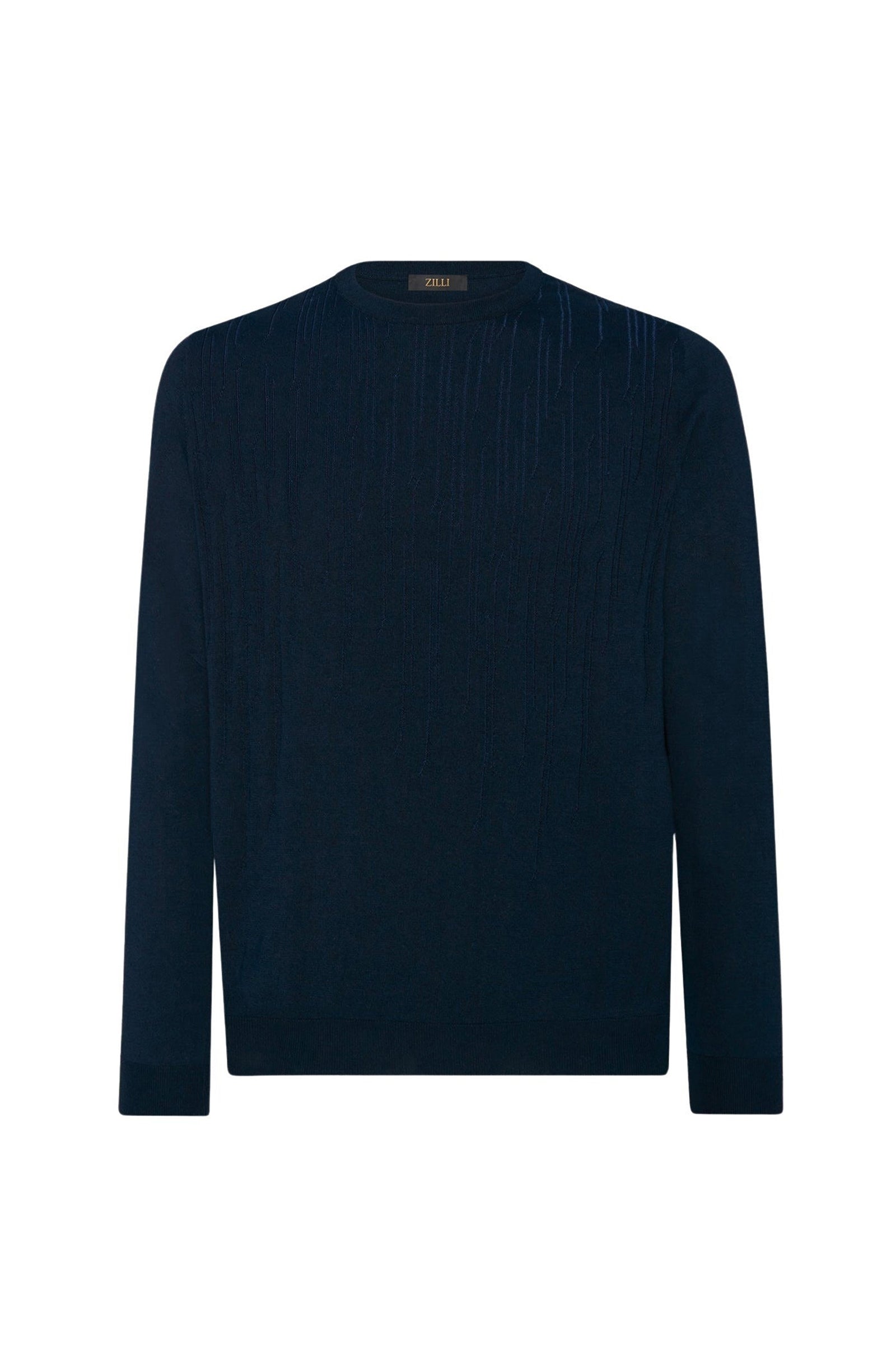 Pull à maille en soie mélangée - Bleu