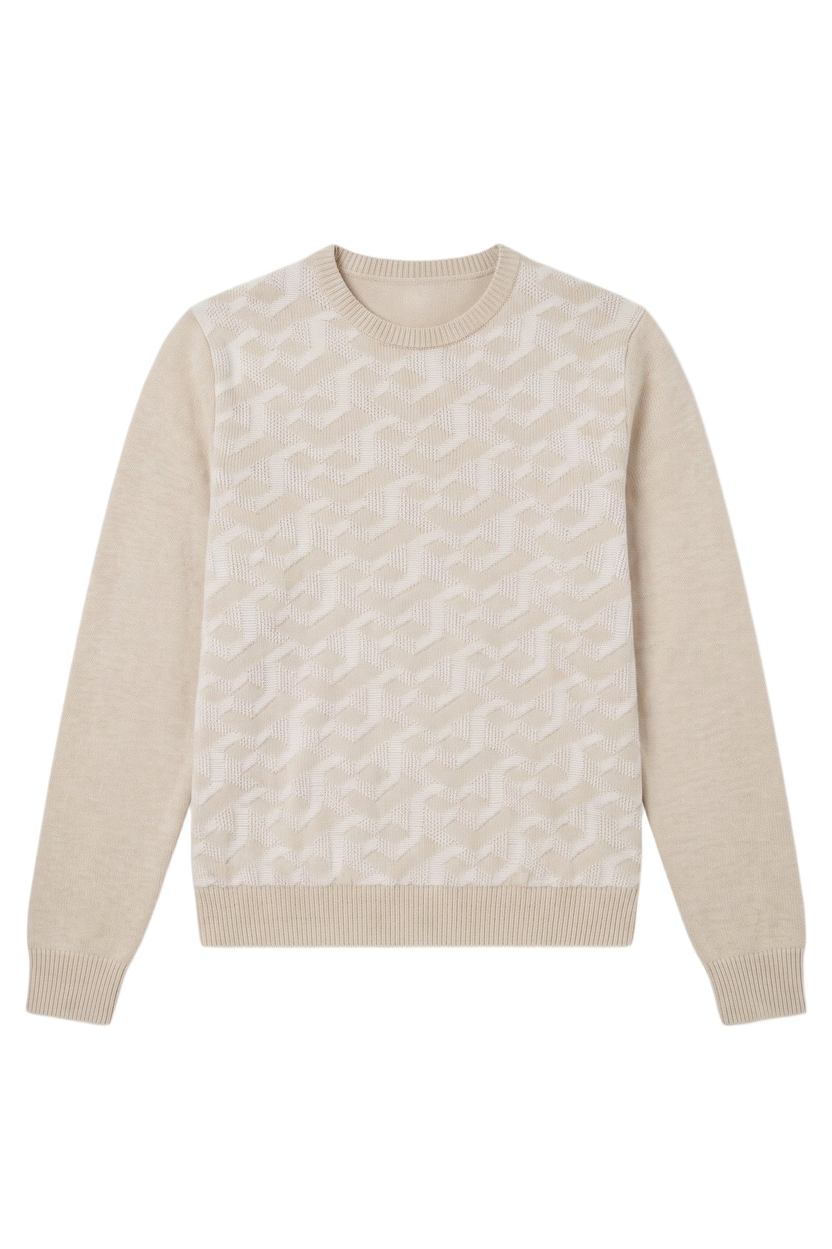 Pull à col rond à manches longues en cachemire - Blond Fawn