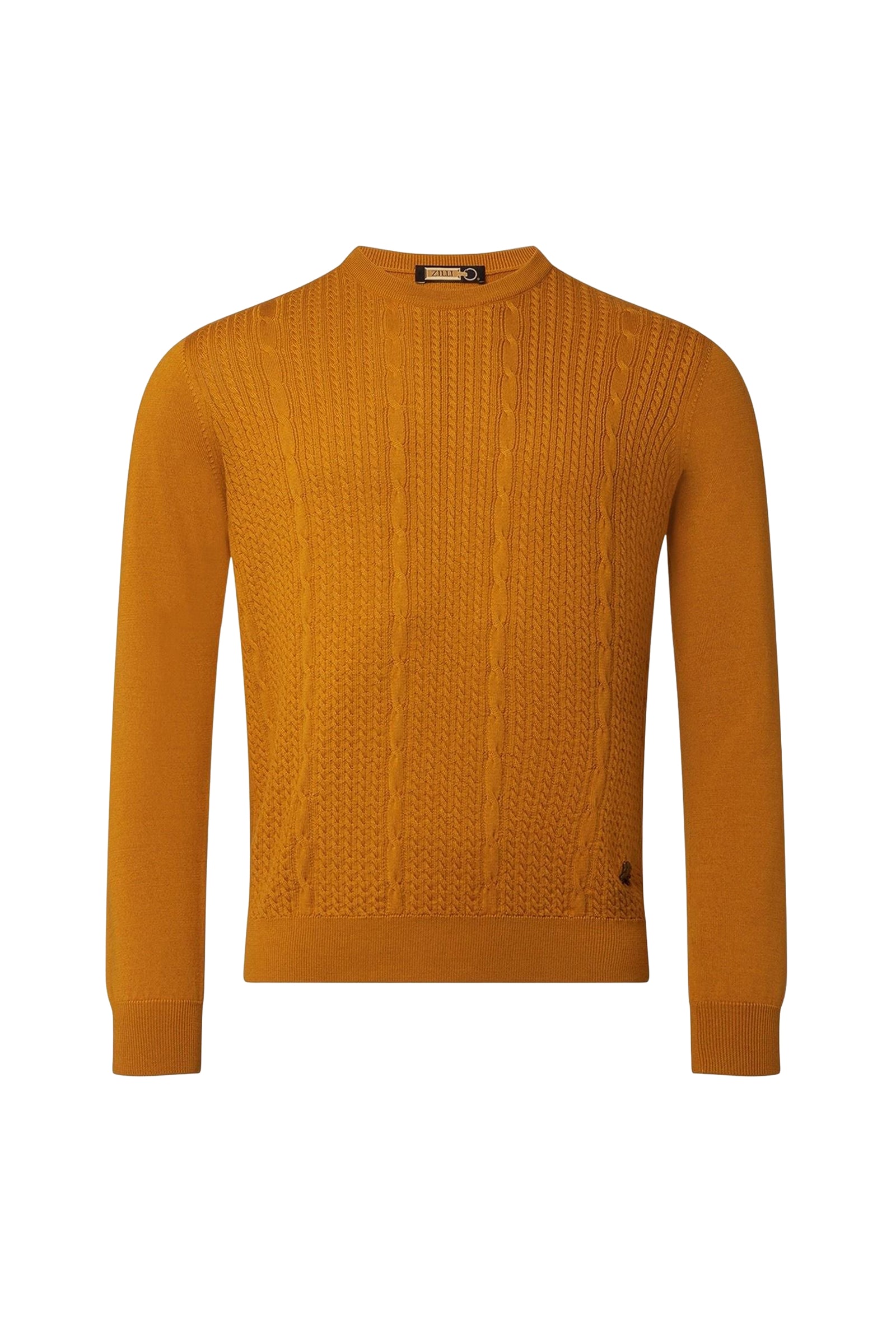 Pull à maille torsadée en laine - Jaune