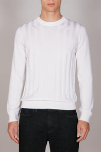 Pull à motif géométrique en laine - Blanc