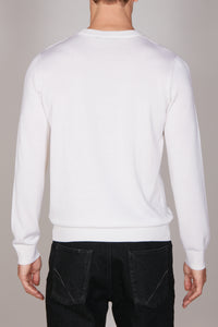 Pull à motif géométrique en laine - Blanc