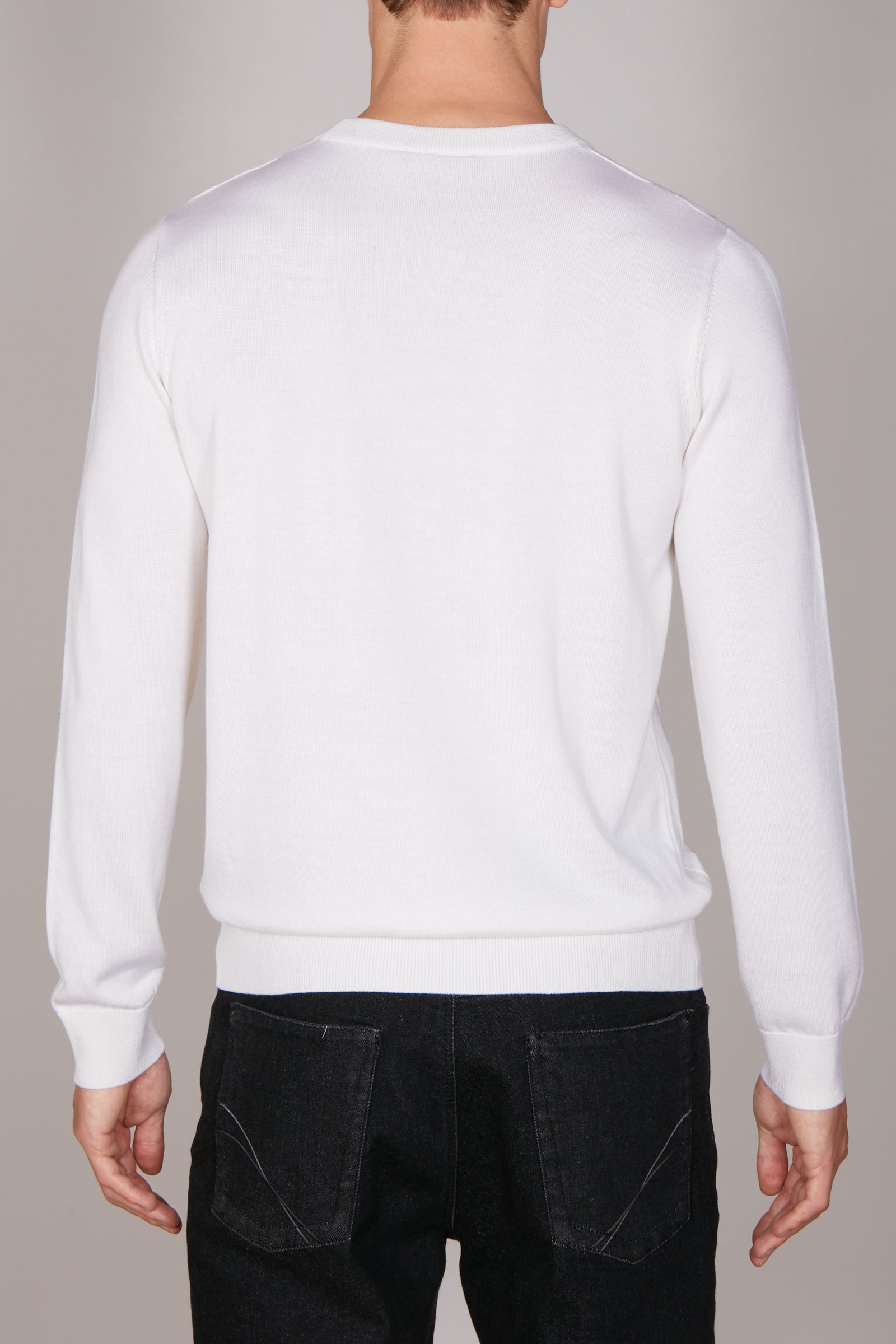 Pull à motif géométrique en laine - Blanc