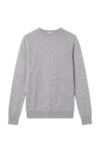 Pull à col rond à manches longues en laine - Soft Grey
