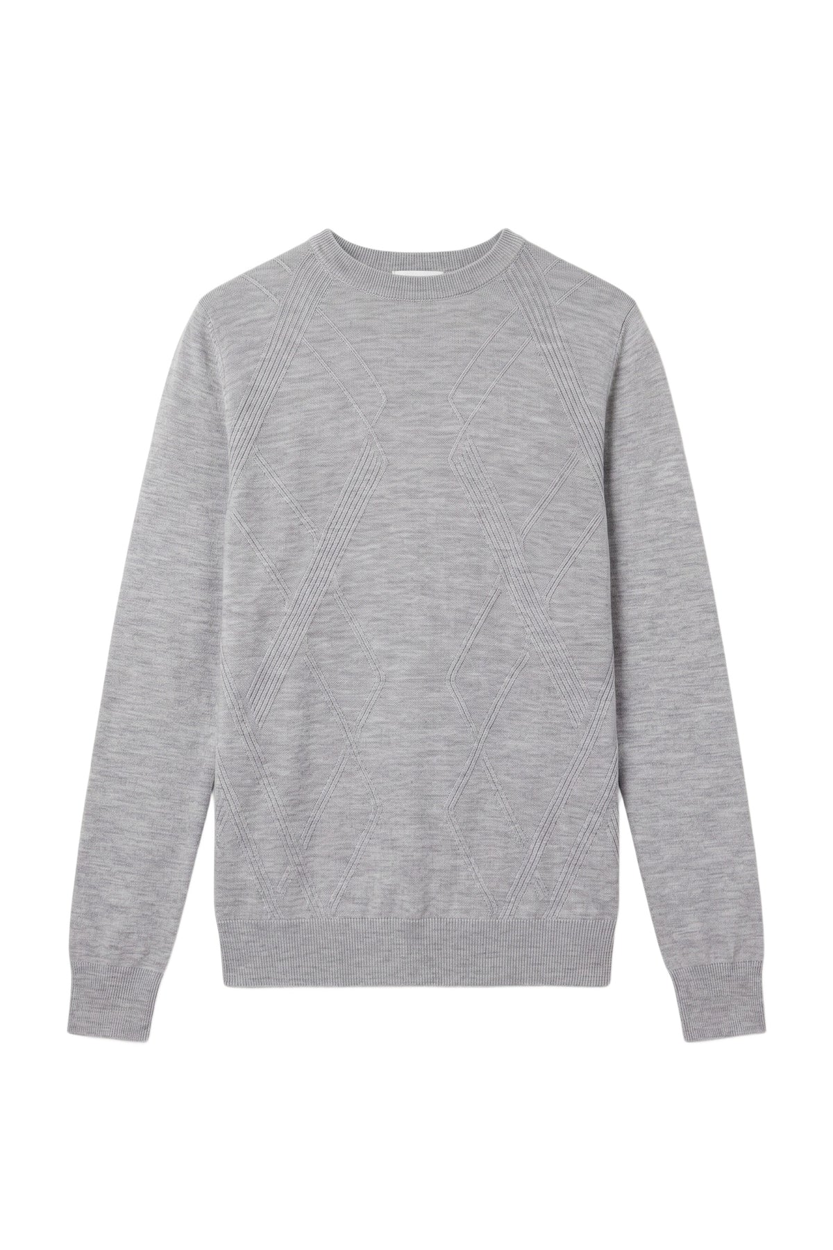 Pull à col rond à manches longues en laine - Soft Grey