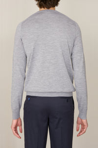 Pull à col rond à manches longues en laine - Soft Grey