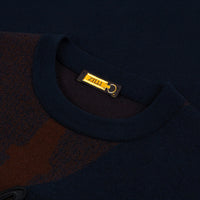 Pull à motif en laine - Bleu & Bordeaux