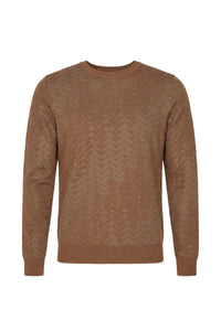 Pull à col rond à manches longues en laine - Whiskey
