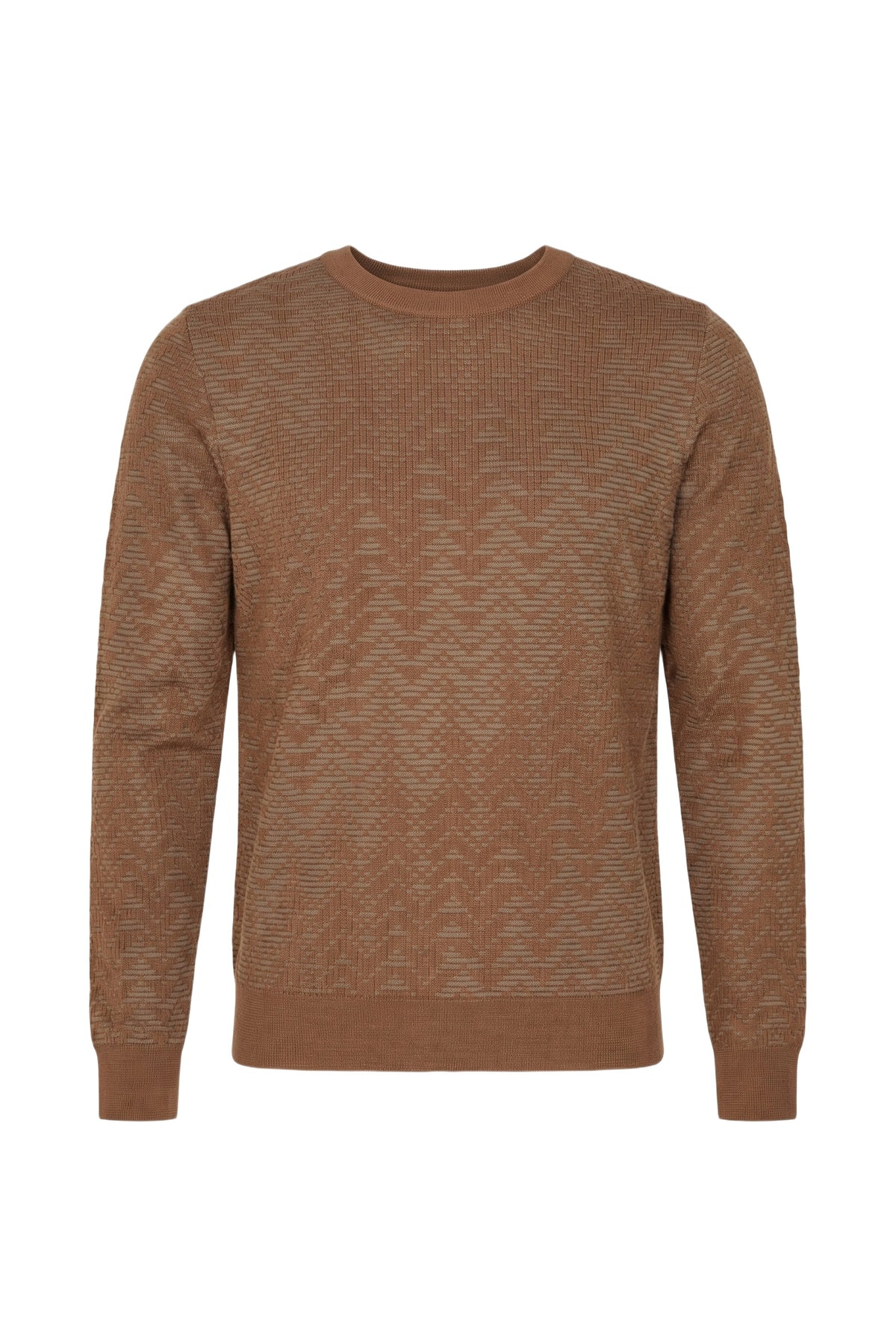 Pull à col rond à manches longues en laine - Whiskey