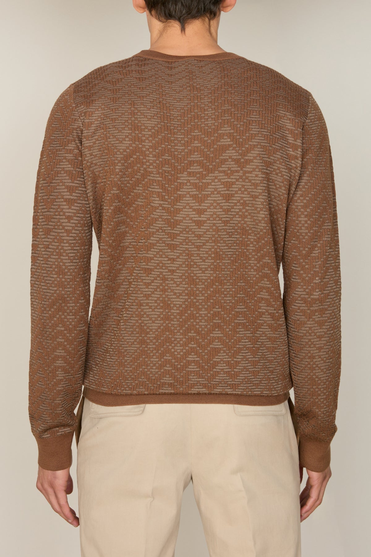 Pull à col rond à manches longues en laine - Whiskey