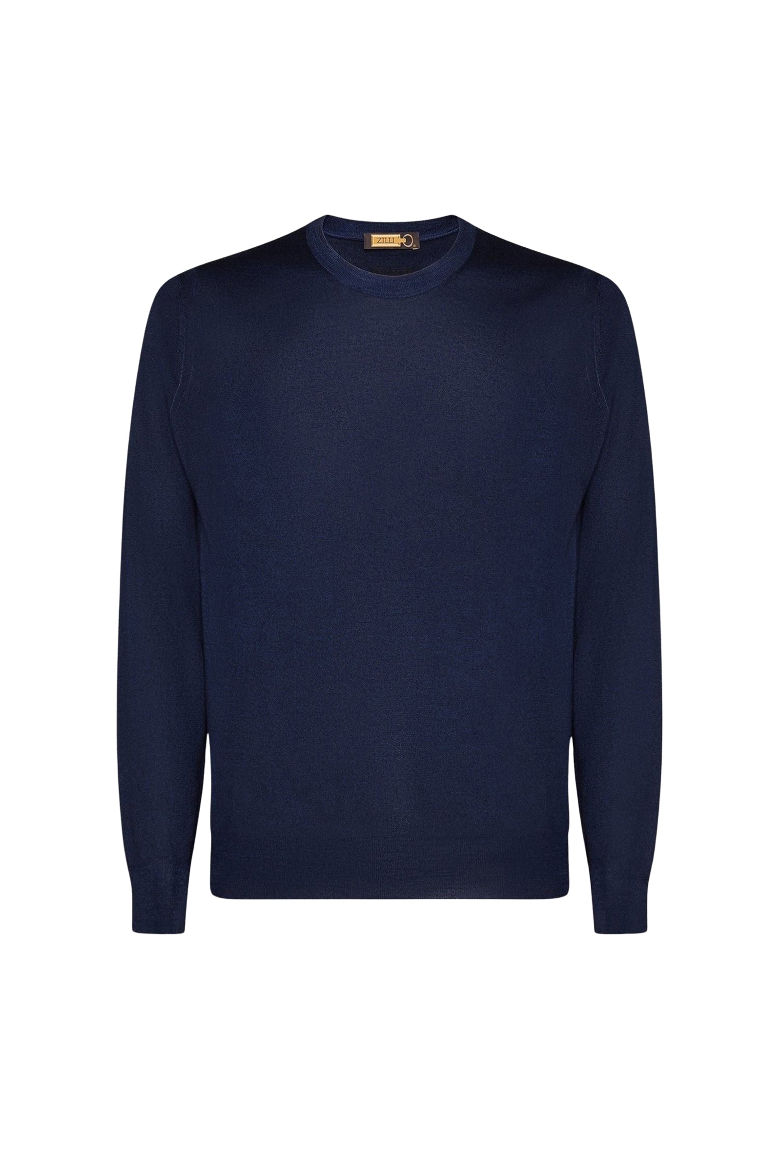 Pull à bords-côtes en laine - Bleu