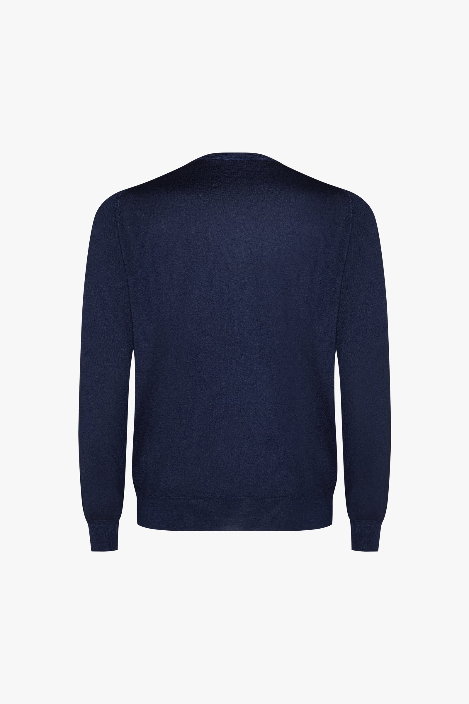 Pull à bords-côtes en laine - Bleu