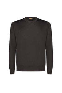 Pull côtelé en laine - Marron