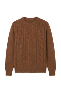 Pull à col rond à manches longues en cachemire - Whiskey