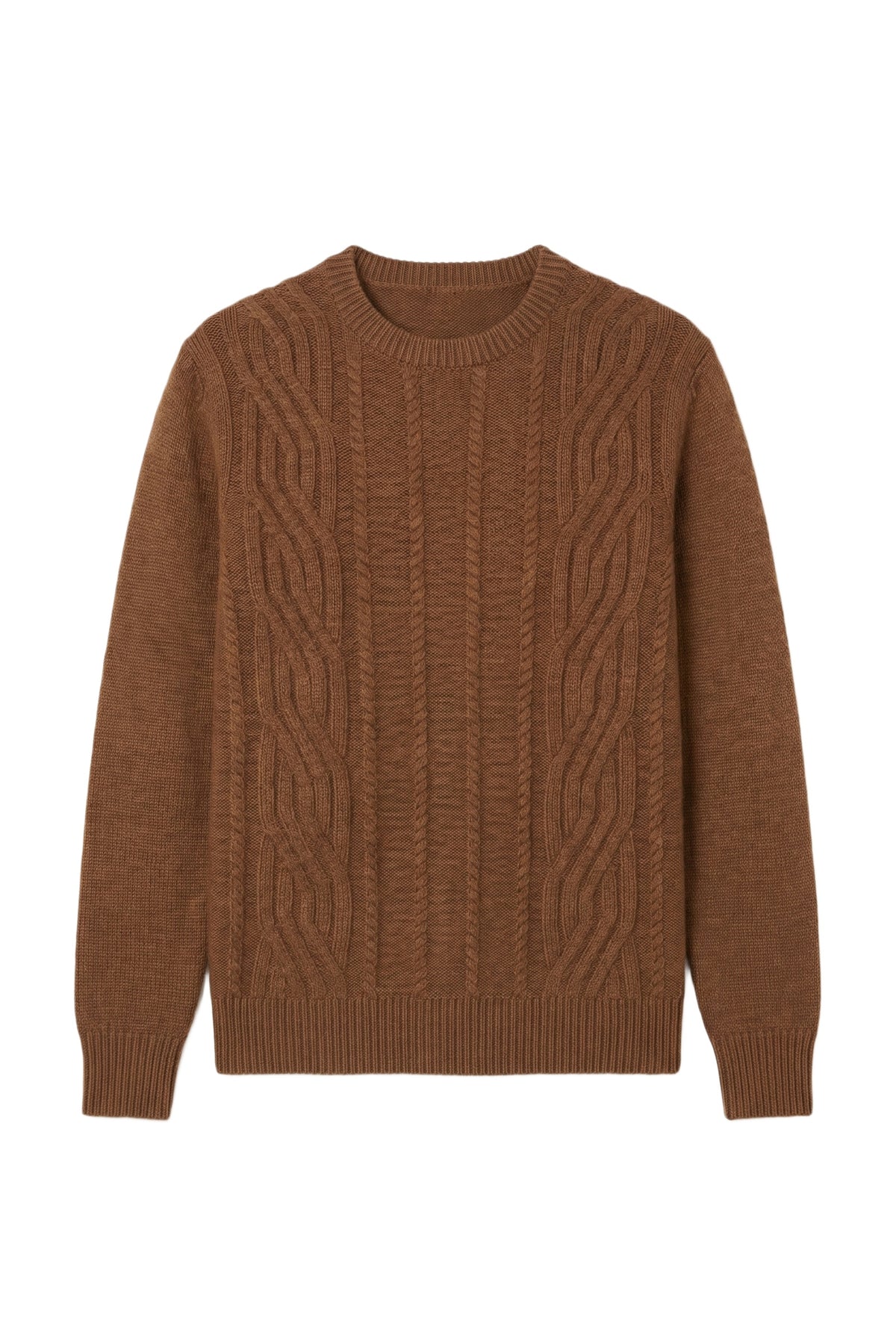 Pull à col rond à manches longues en cachemire - Whiskey