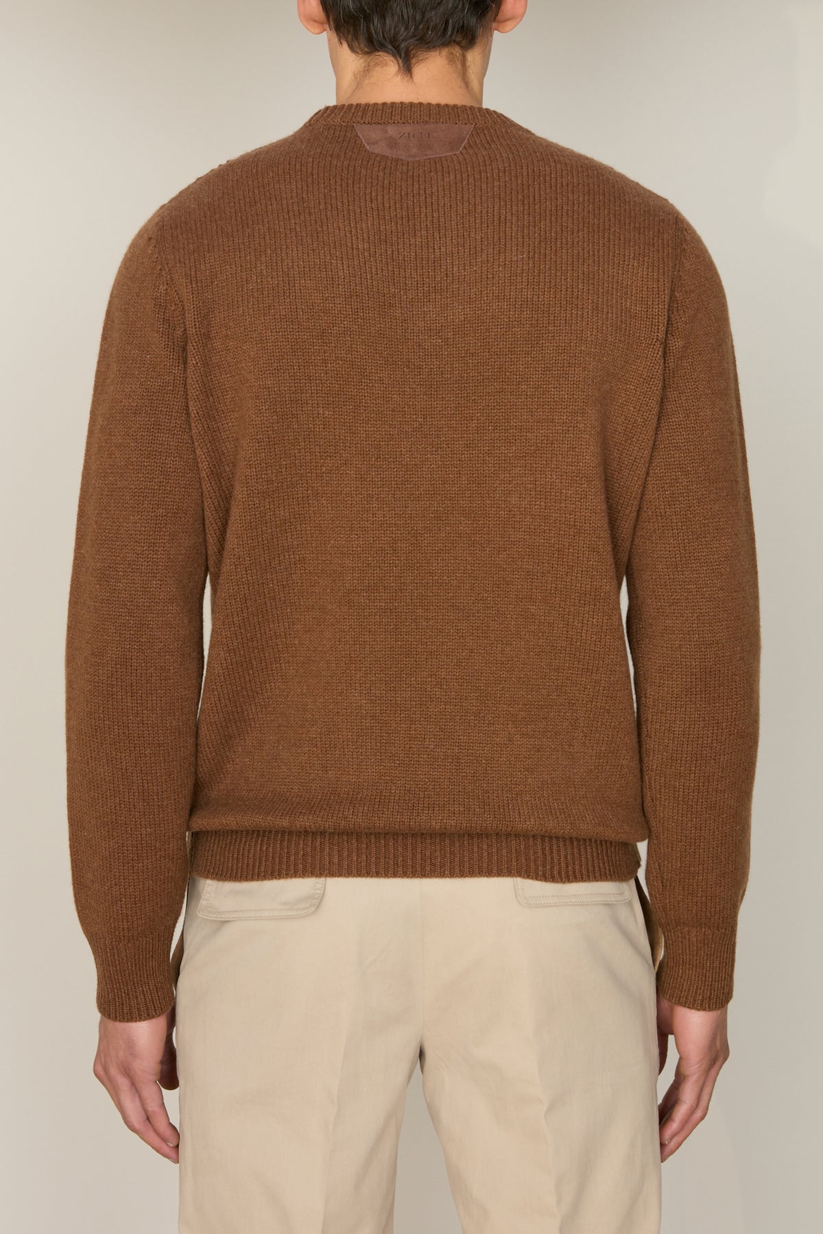 Pull à col rond à manches longues en cachemire - Whiskey