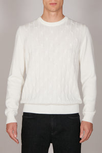 Pull à motif torsadé en cachemire - Blanc
