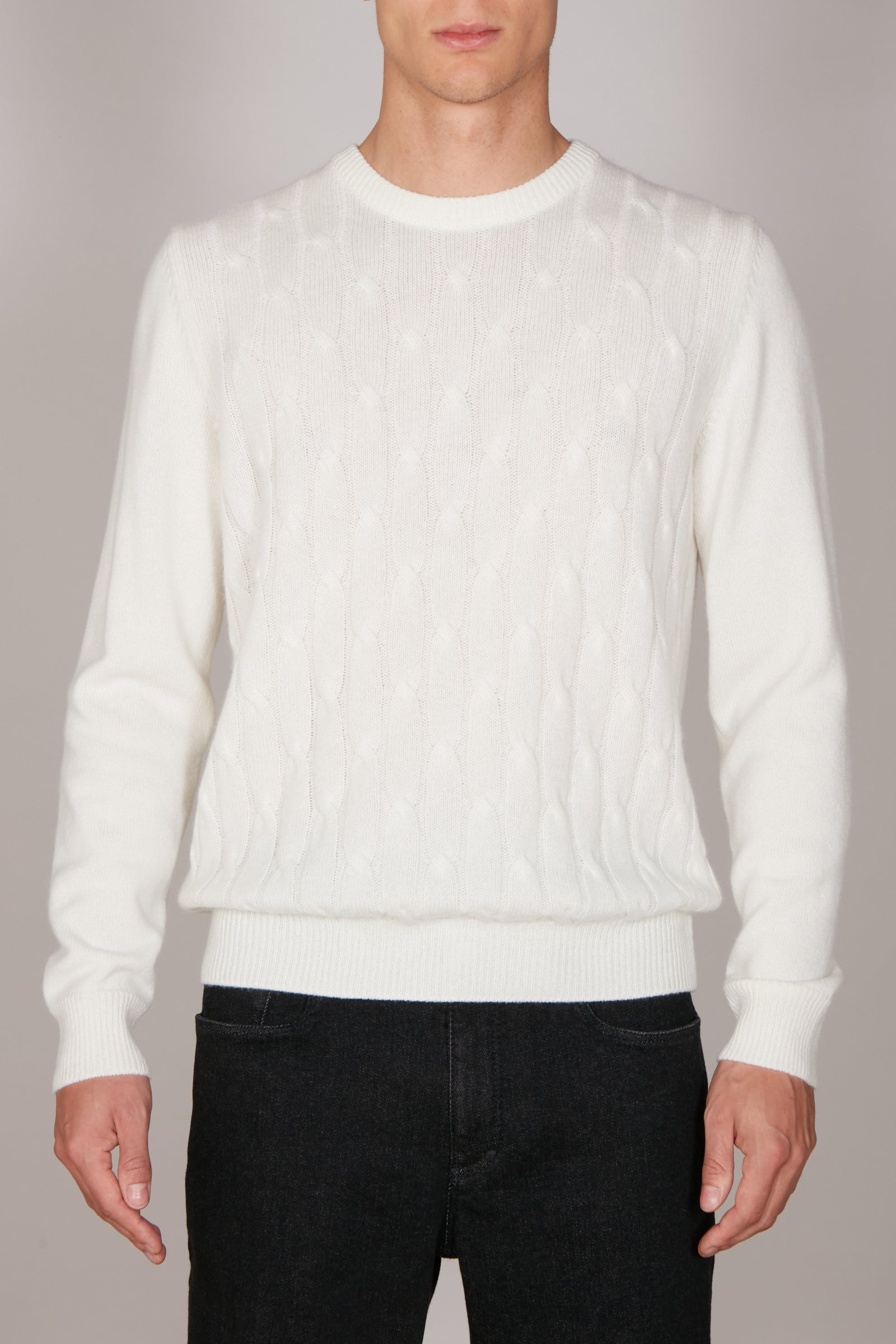 Pull à motif torsadé en cachemire - Blanc