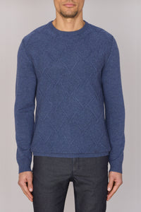 Pull à col rond à manches longues en cachemire - Smoke Blue