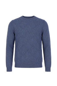 Pull à col rond à manches longues en cachemire - Smoke Blue