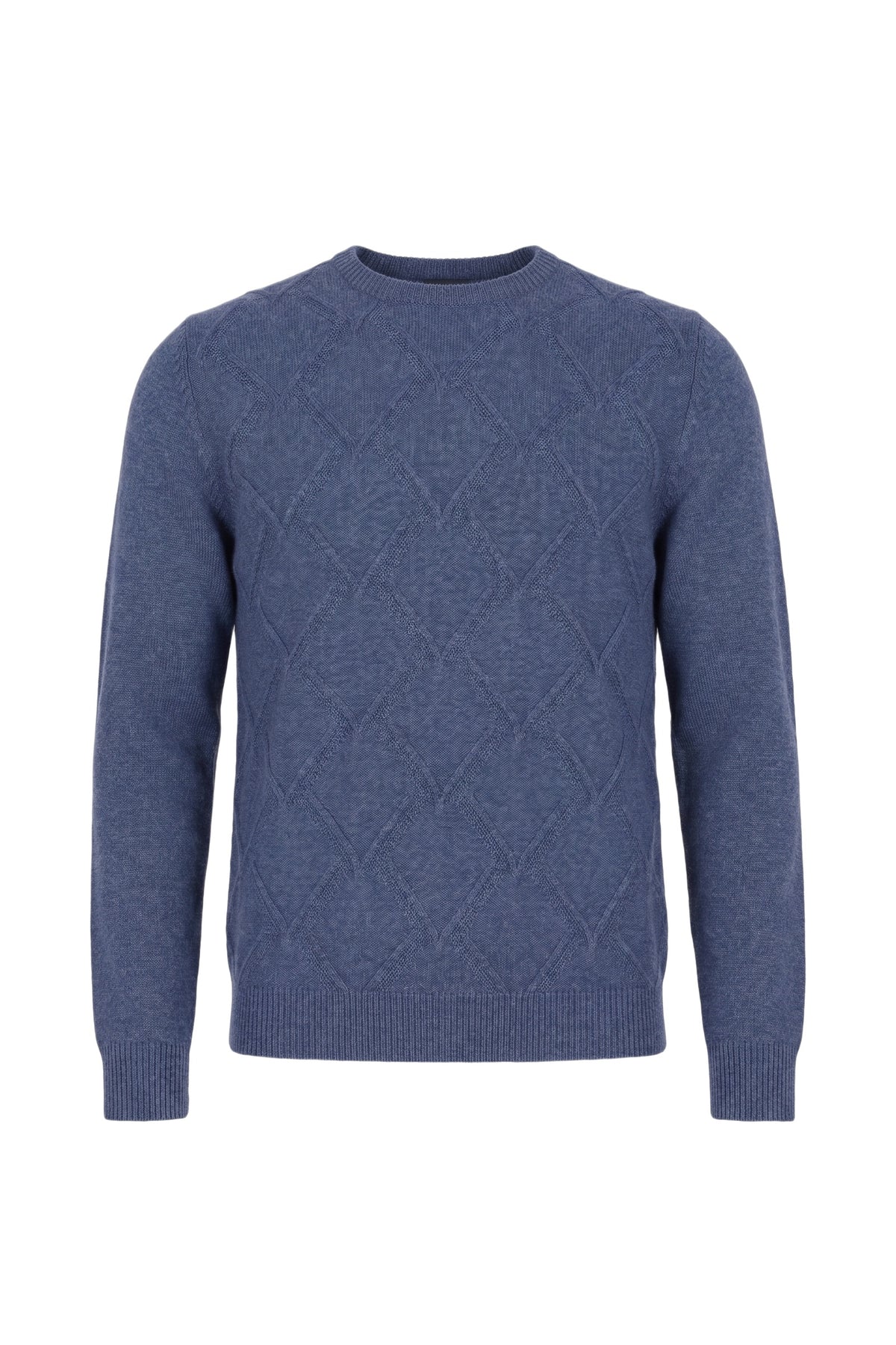 Pull à col rond à manches longues en cachemire - Smoke Blue