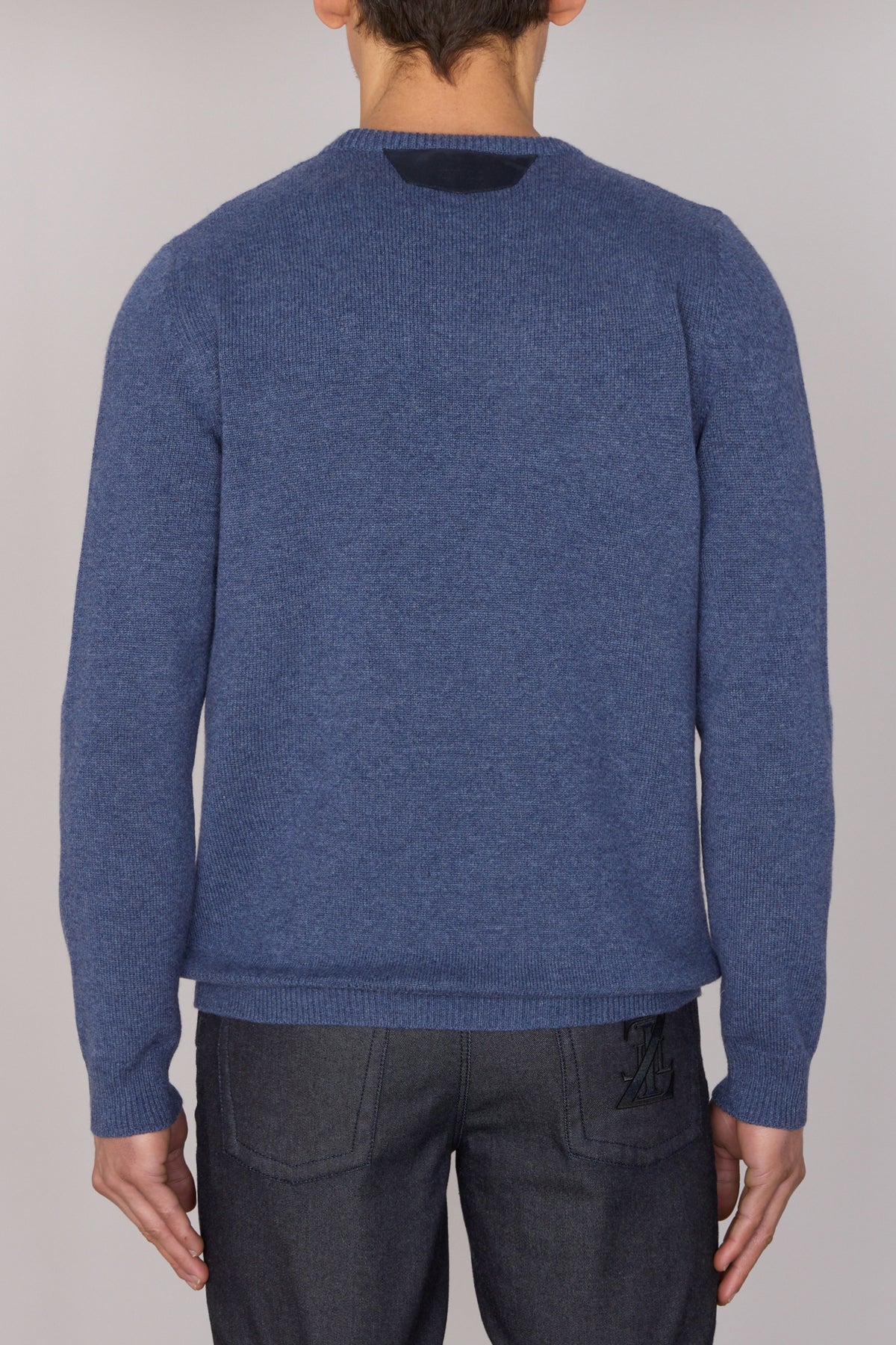 Pull à col rond à manches longues en cachemire - Smoke Blue