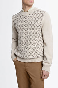 Pull à col rond à détails contrastés en cachemire - Pale Fawn