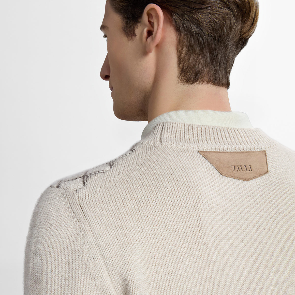 Pull à col rond à manches longues en cachemire - Pale Fawn