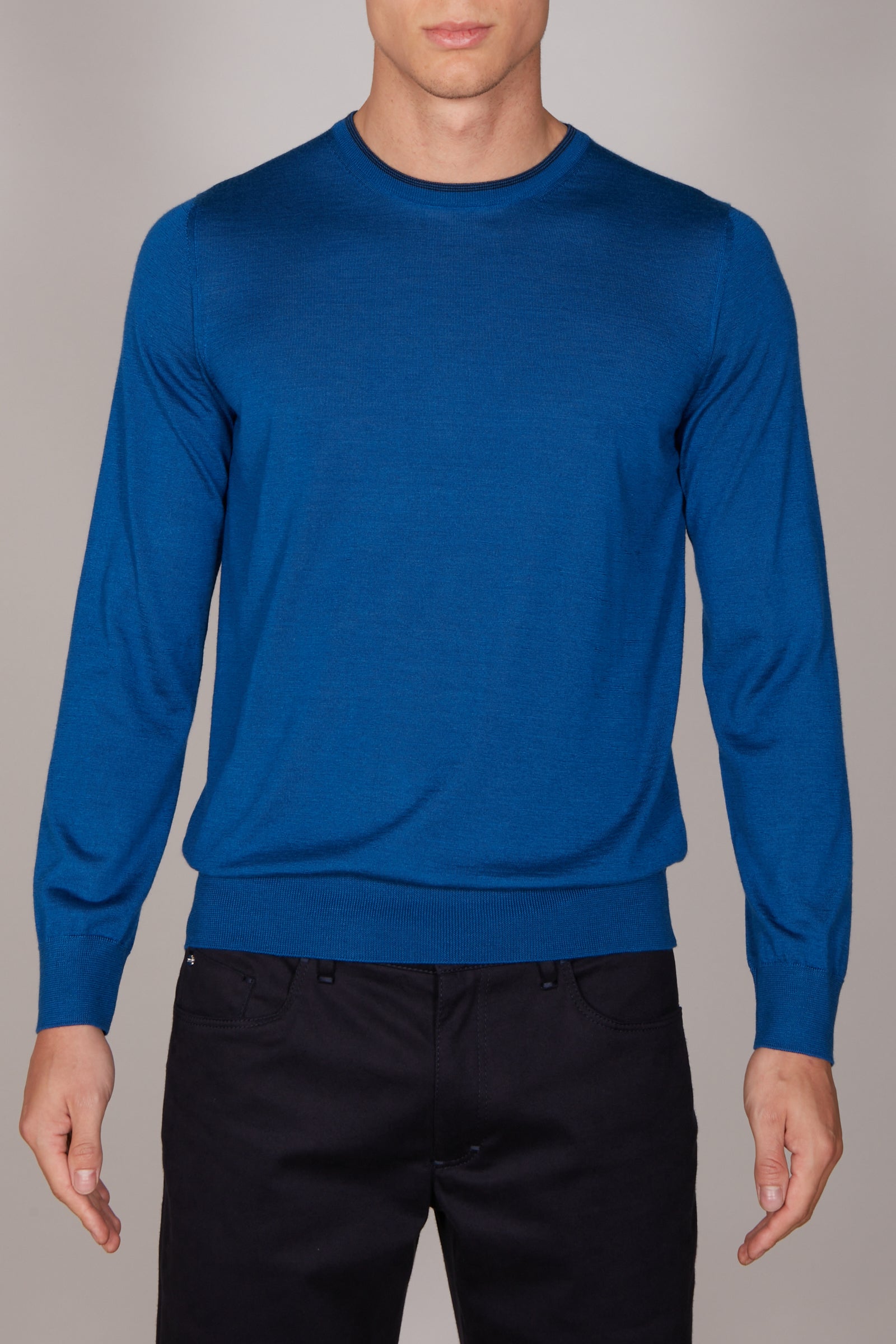 Pull raglan en laine fine - Bleu