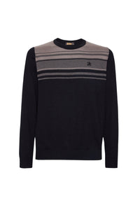 Pull à rayures poitrine en cachemire - Noir