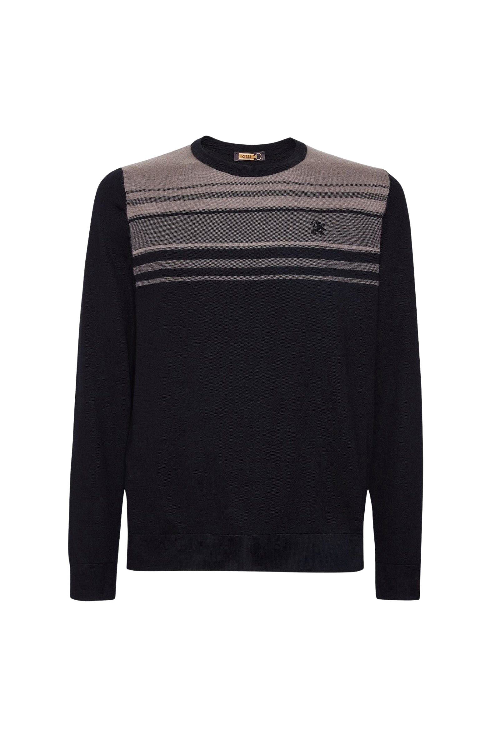 Pull à rayures poitrine en cachemire - Noir