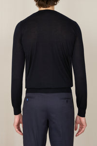 Pull à col rond à manches longues en cachemire - Dark Navy