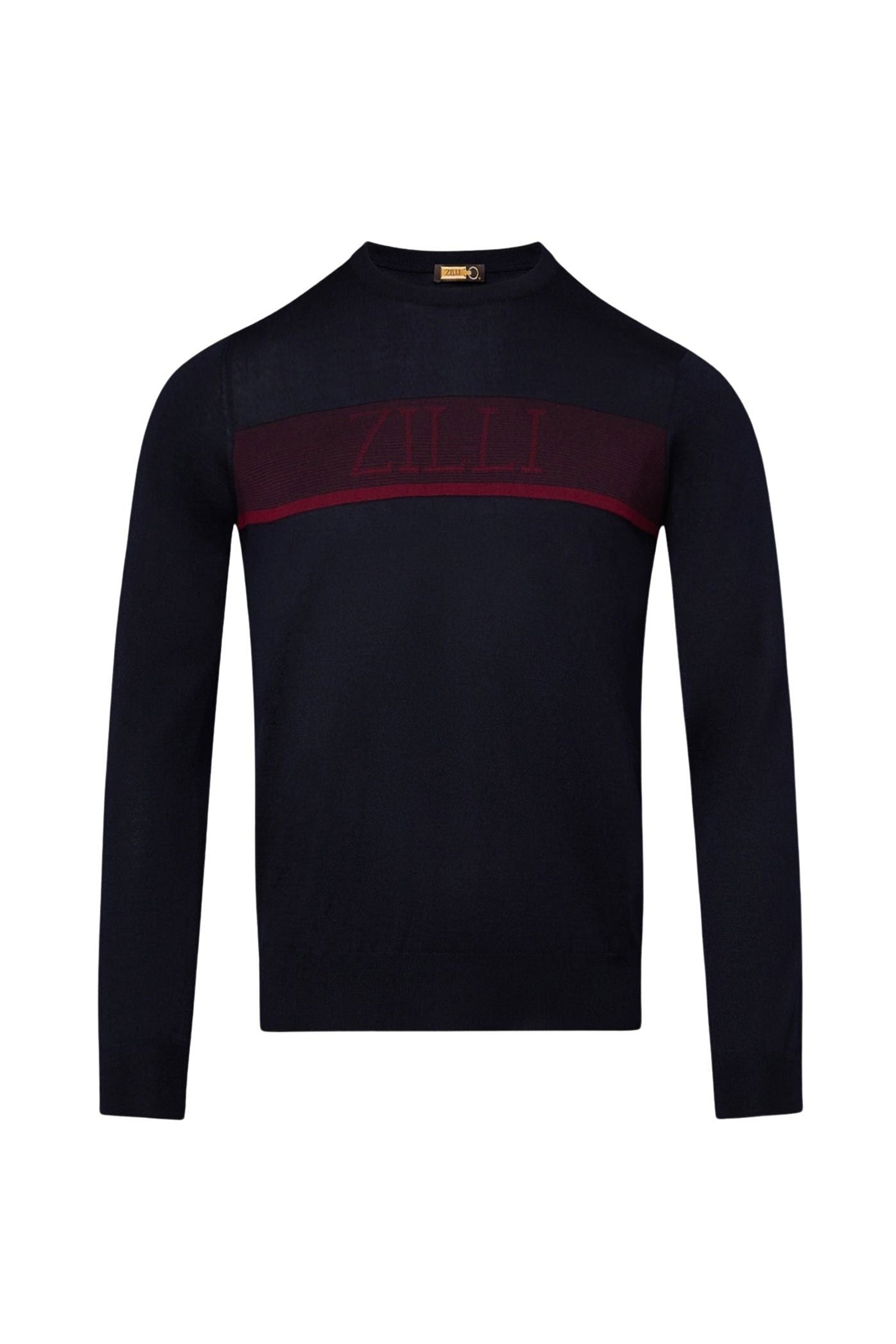 Pull à bande en cachemire - Bleu & Bordeaux