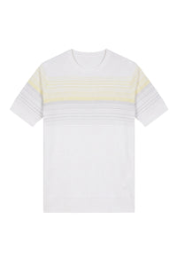 T-shirt à rayures texturées en soie - White Grey Yellow