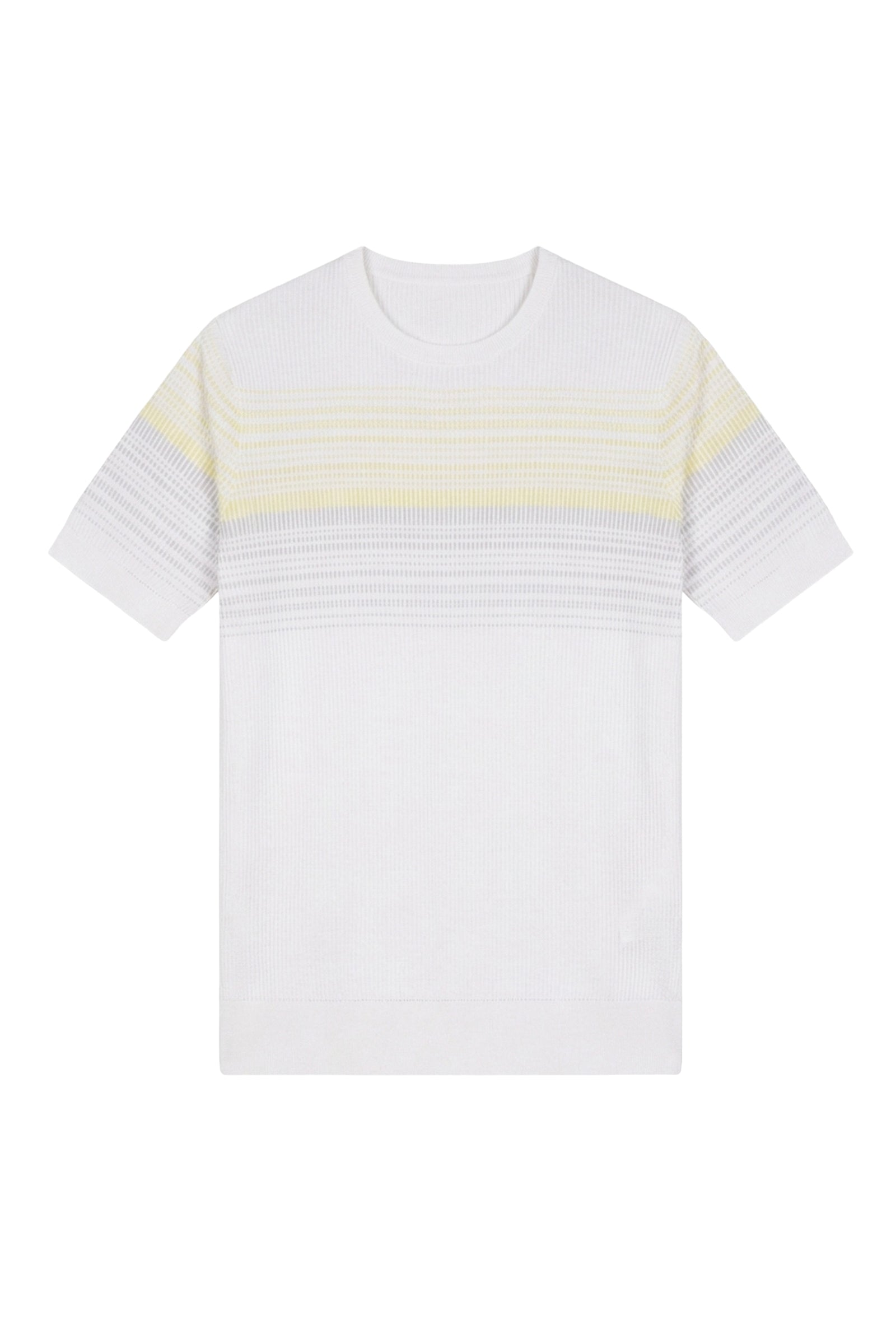 T-shirt à rayures texturées en soie - White Grey Yellow
