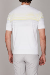 T-shirt à rayures texturées en soie - White Grey Yellow