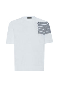 T-shirt à rayures contrastantes en soie - White